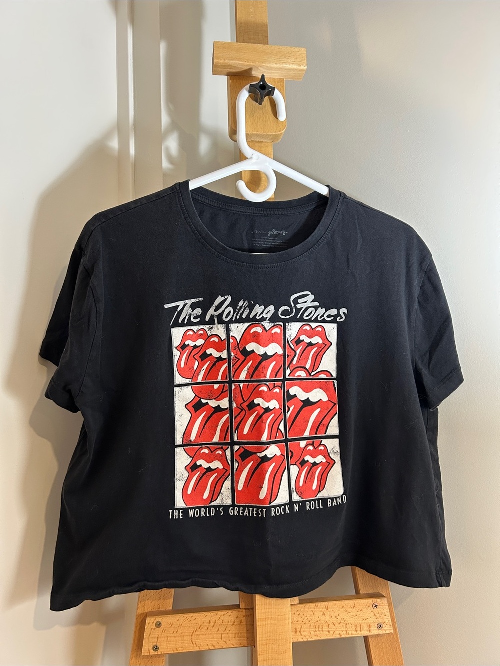 The Rolling Stones Women’s Band Tee with Red Tongue Grid